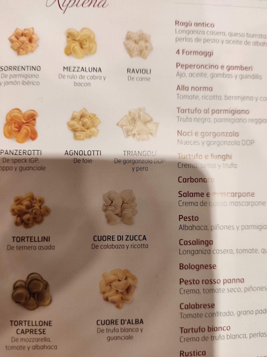 Menu - Restaurant La Tagliatella | Salou photo 4